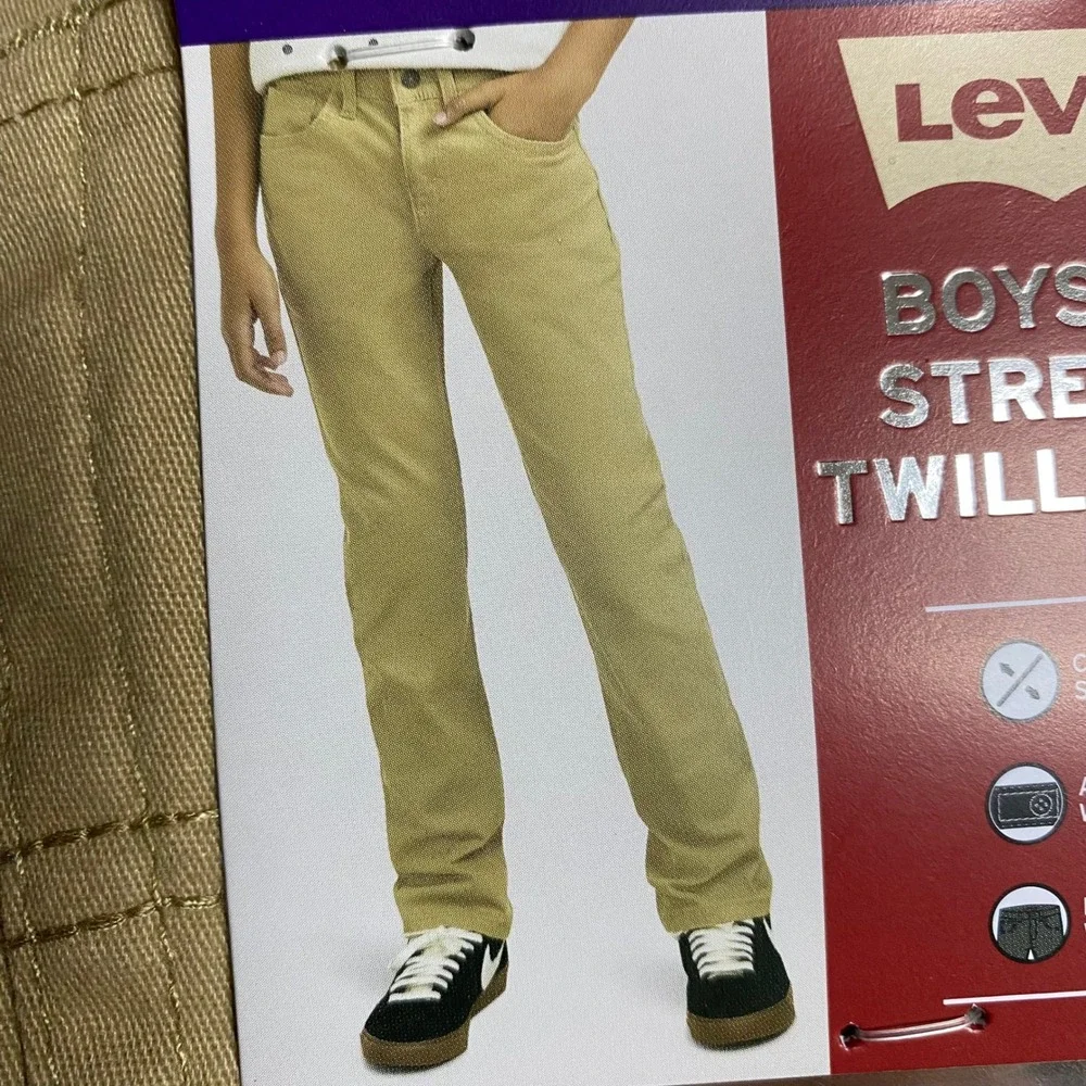 Levis Boys 511 Slim Fit Stretch Twill Pants‎ Khaki Green Adjustable Waist 10 NWT